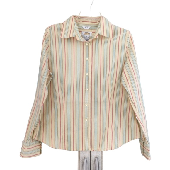 Talbots Tops - Talbots Button Down Long Sleeved Striped Stretch Blouse Size Medium